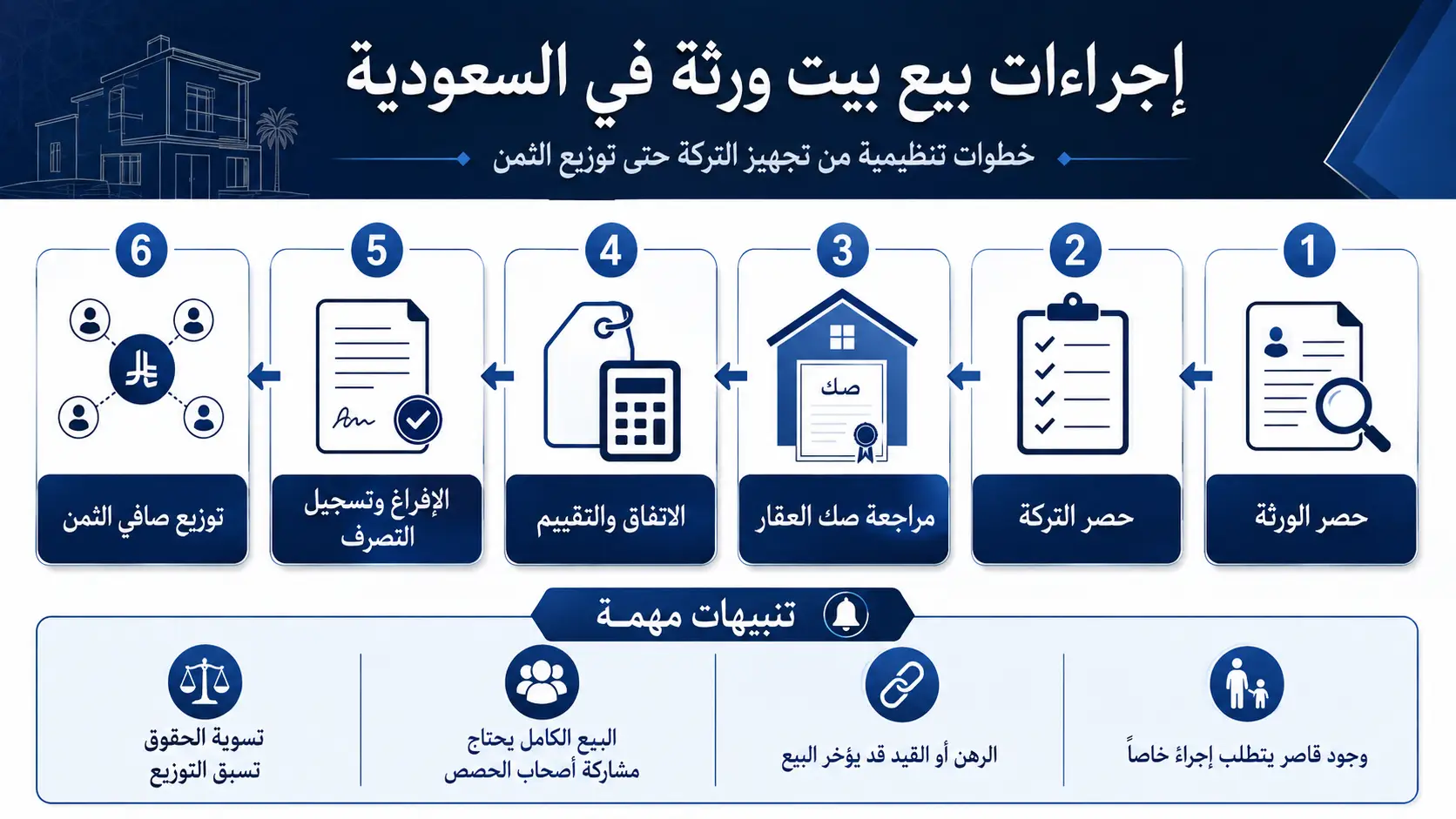 أنفوغرافيك: إجراءات بيع بيت ورثة بالسعودية