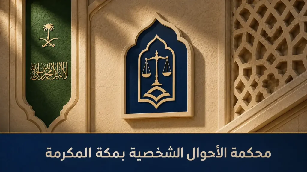 تصميم رمزي لمحكمة الأحوال الشخصية بمكة المكرمة يعبر عن القضاء الأسري في السعودية