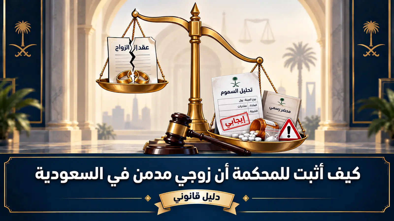 كيف اثبت للمحكمة أن زوجي مدمن في السعودية؟ ميزان العدالة يوضح أدلة تعاطي المخدرات وتأثير الإدمان على عقد الزواج.