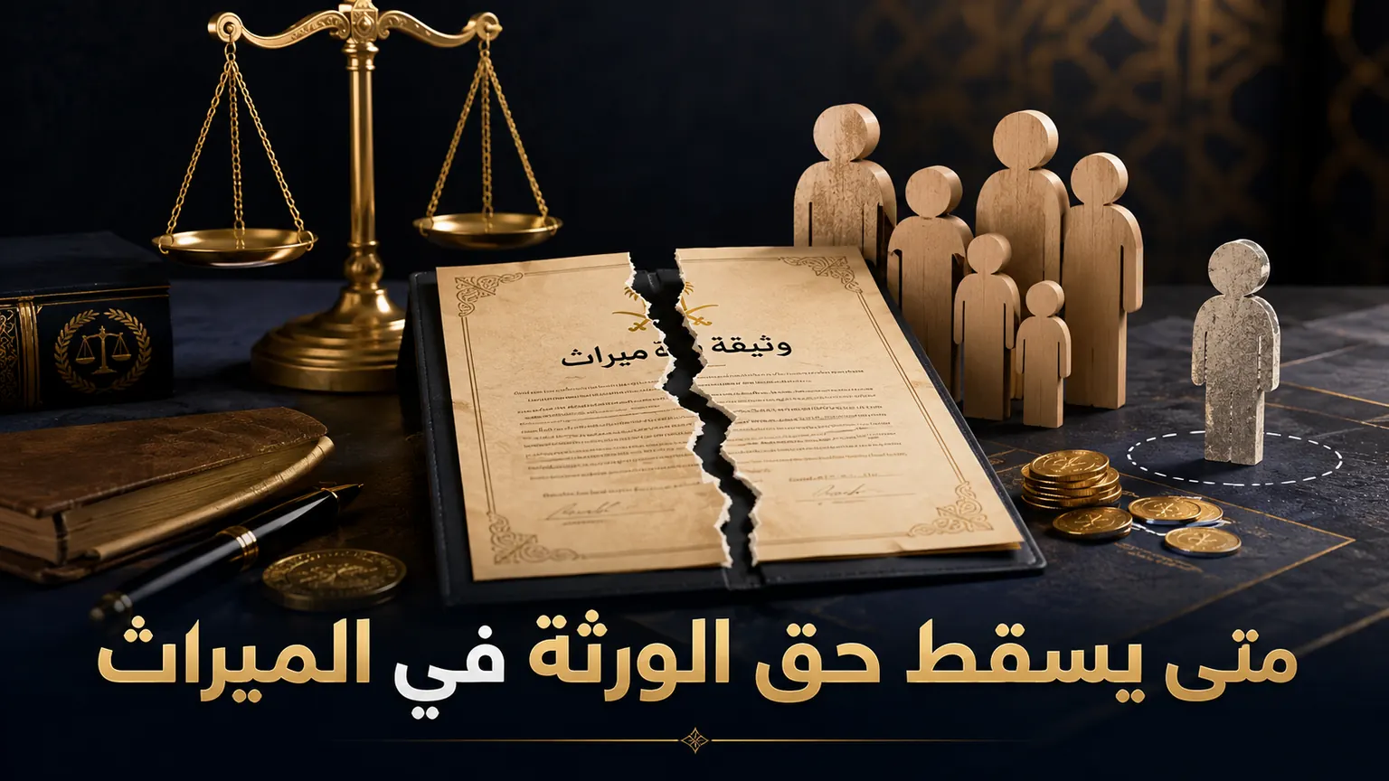 صورة رمزية توضح حالات سقوط حق الورثة في الميراث وفق الأنظمة السعودية