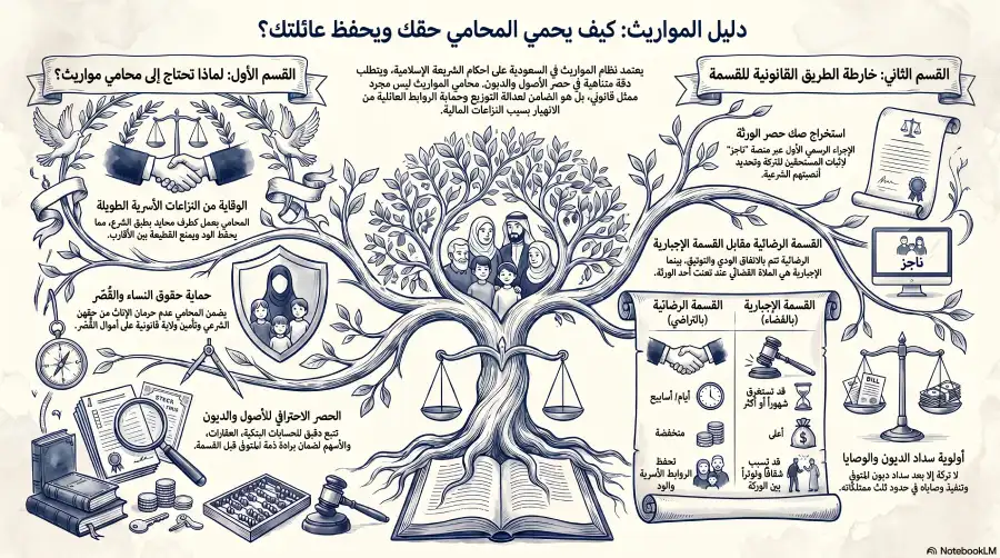 انفوغرافيك: محامي قضايا الورث والورثة