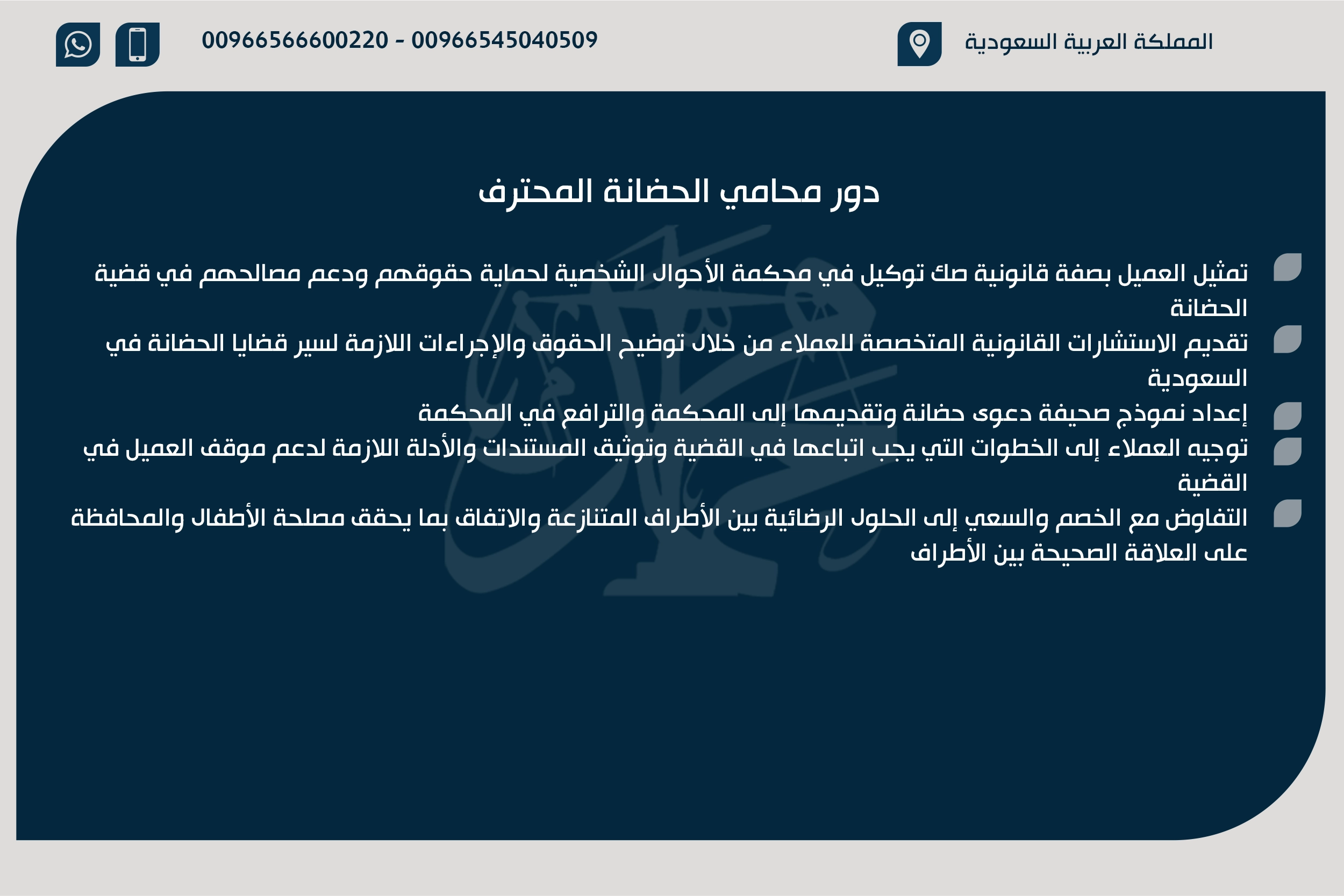 دور محامي الحضانة المحترف