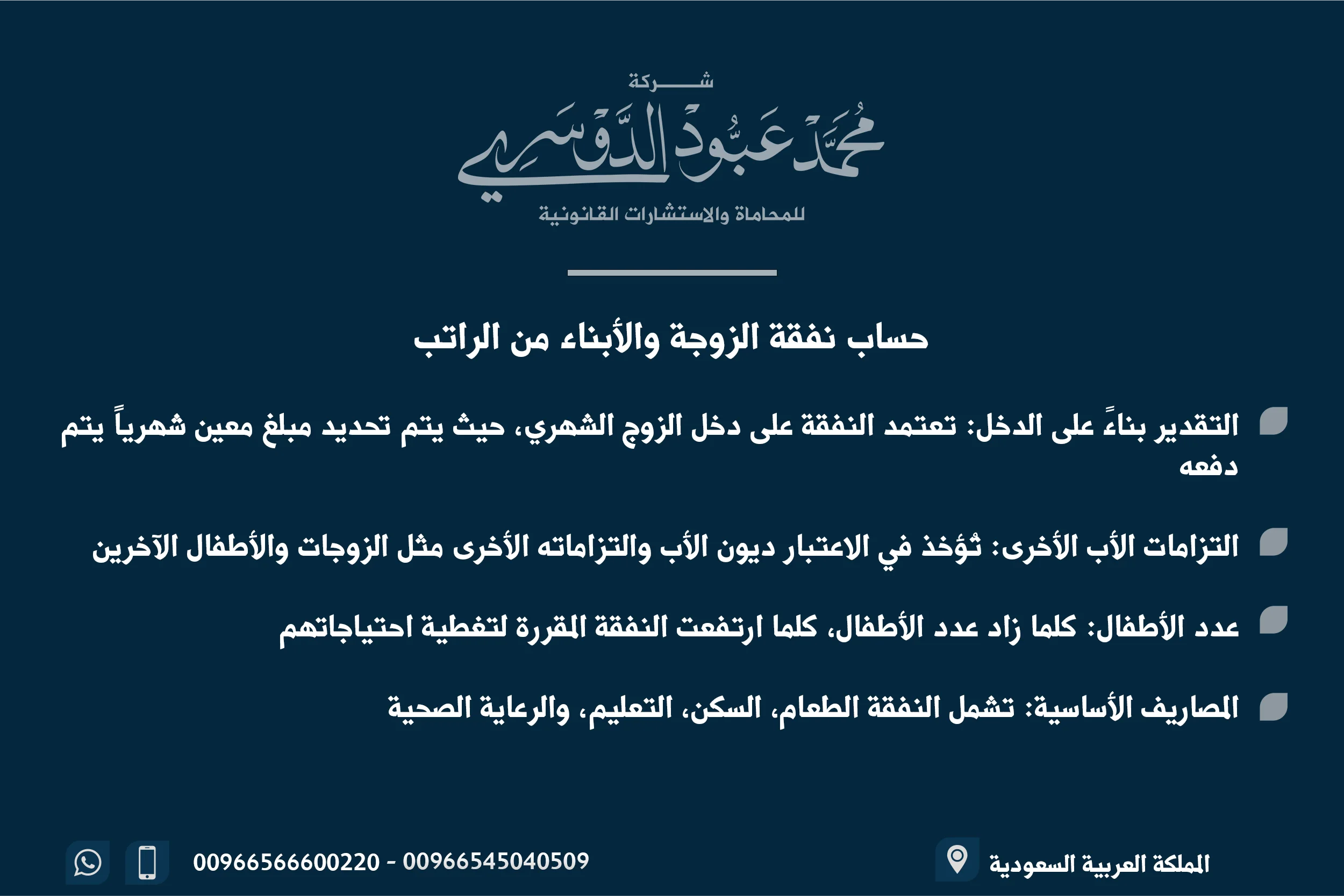 حساب نفقة الزوجة والأبناء من الراتب