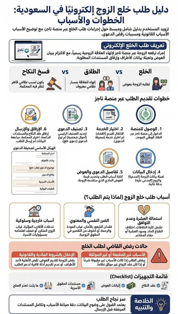 انفوغرافيك طلب خلع الزوج الكترونياً