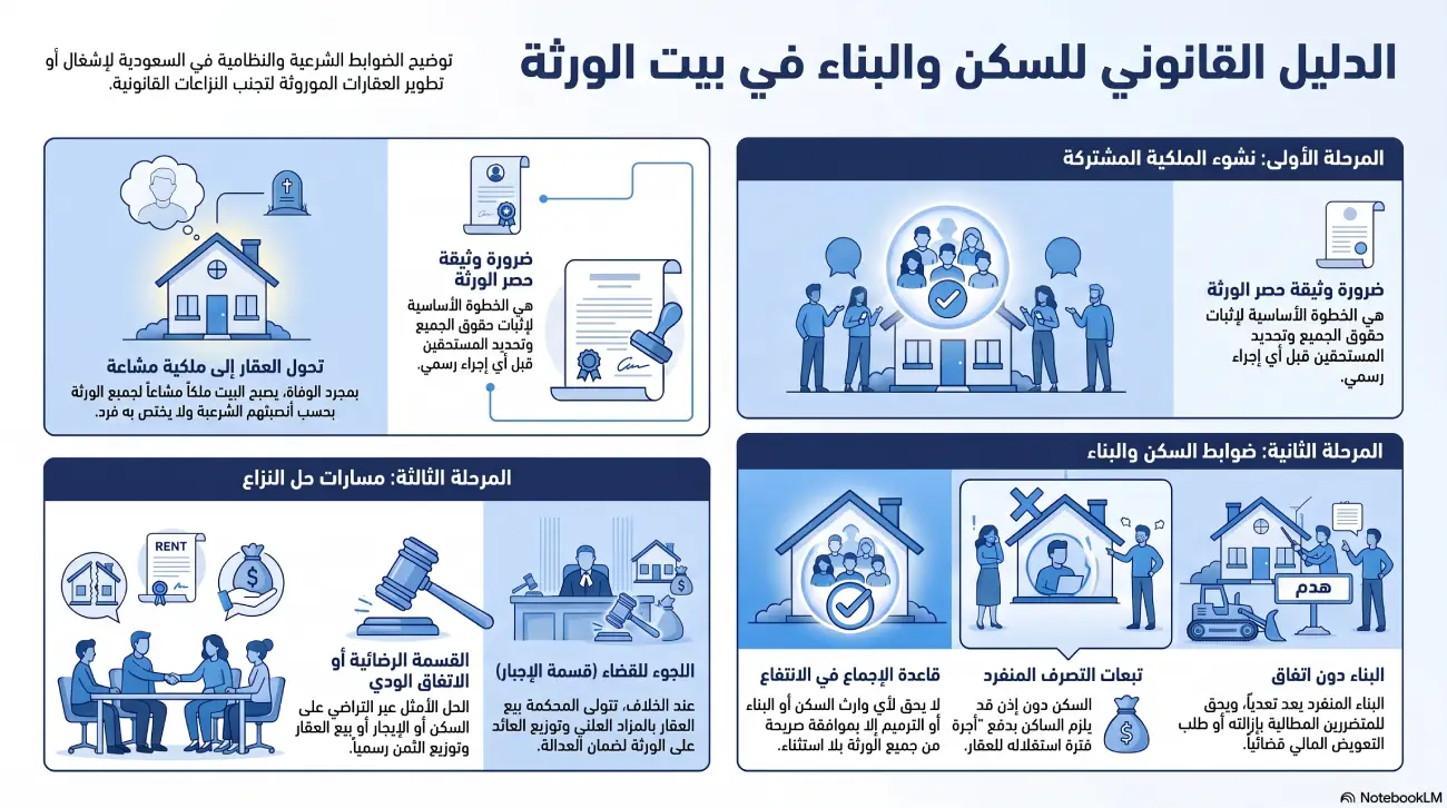 أنفوغرافيك: حكم السكن في بيت الورثة